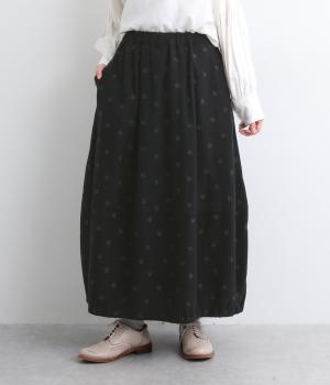 ドット刺繍スカート(ブラック-F)