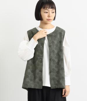 コットンレーヨン混ドットオリジナル生地ジャカード2wayベスト