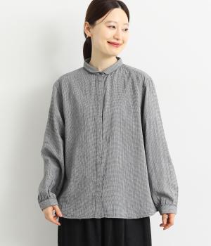 コットンガーゼピンチェックブラウス