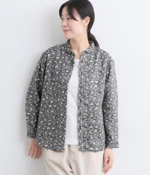 コットン混ガーゼジャカード小花柄ブラウス