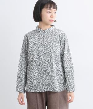 コットンローン草花プリントブラウス