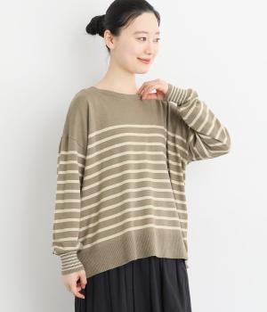 コットンウール混ニットブラウス(モカ-F)