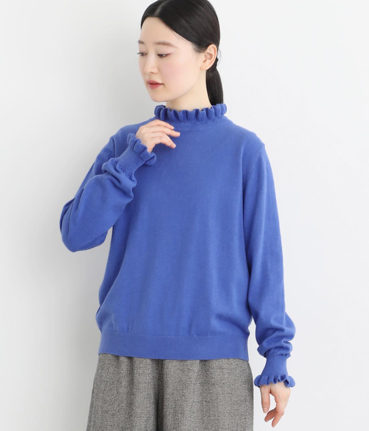 コットンカシミヤブラウス(ブルー-F)