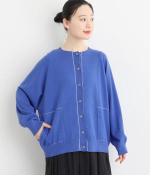 コットンカシミヤカーディガン(ブルー-F)