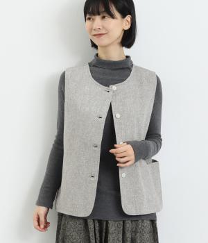 ツイード調平織　2wayベスト(グレー-F)