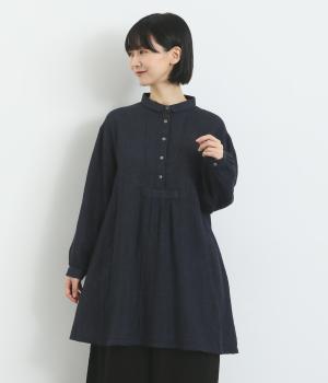 ダブルガーゼチュニックワンピース(ネイビー-F)