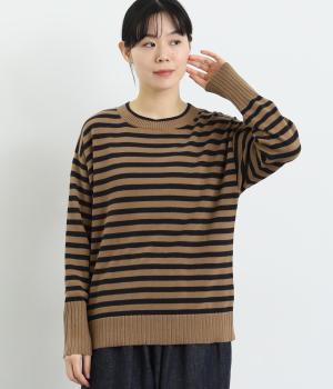 コットンボーダーニットプルオーバー