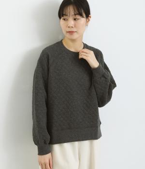 コットンニットキルト　プルオーバー(チャコール-F)