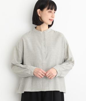 コットンシャンブレーツイル　比翼ブラウス