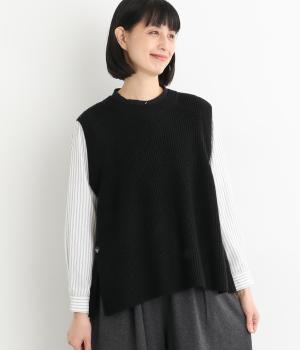 ウール混ニットベスト(ブラック-F)