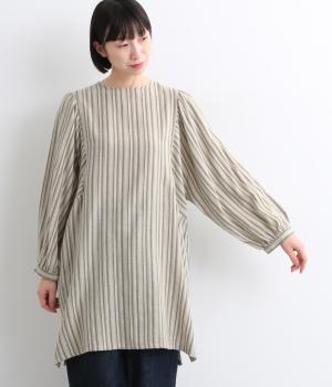 ストライプ微起毛チュニック(ナチュラル-F)
