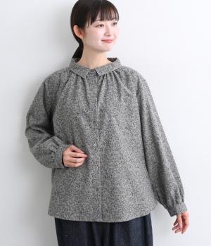 微起毛小花柄プリントブラウス