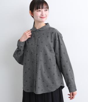 ドット刺繍　ブラウス(チャコール-F)