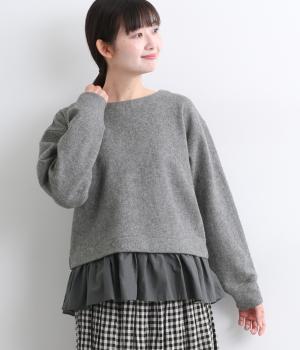 Ｗフェイス起毛　ドッキングプルオーバー(グレー-F)