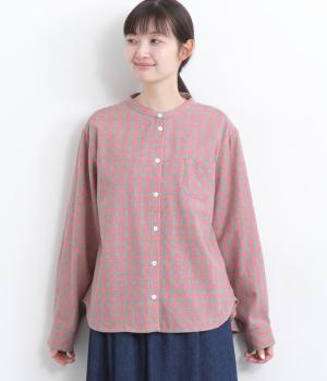 コットン起毛ギンガムチュニックブラウス