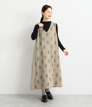 ダンガリードライフラワー刺繍2wayジャンパースカート