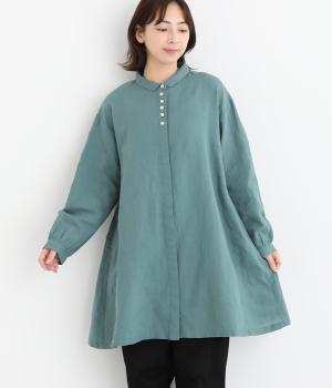 コットンリネン平織チュニックワンピース