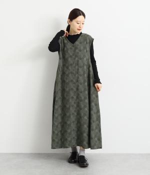 コットンレーヨン混ドットジャカード2wayジャンパースカート