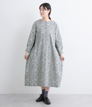 コットンローン草花プリントワンピース