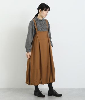 レーヨンリネンコットン綾織　裾バルーンジャンパースカート