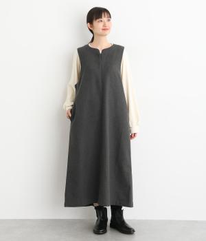 ウール混ミックス調平織　ジャンパースカート