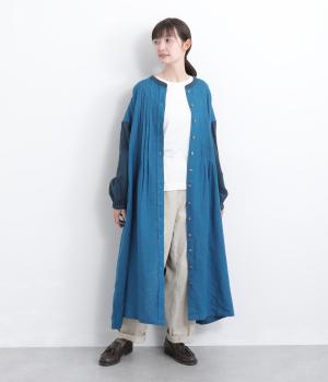 リネンシャンブレータックワンピース(ブルー-F)