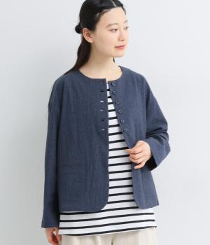 コットンシャンブレー　ジャケット(ネイビー-F)