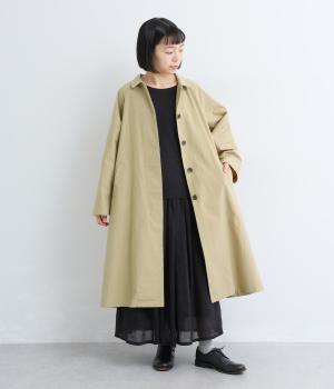 コットン平織　ステンカラーコート(ベージュ-F)