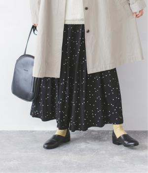 レーヨン混　ドットプリントギャザーパンツ