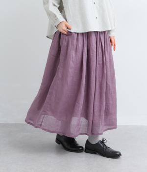 リネン100　平織りギャザースカート