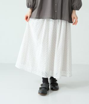 刺繍レース　リバーシブルスカート(オフホワイト-F)