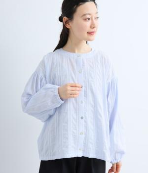 コットン混　ドビーストライプブラウス