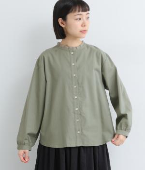 コットンリネン　平織りブラウス