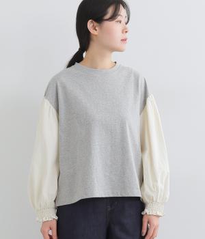 コットン天竺　袖切り替えプルオーバー