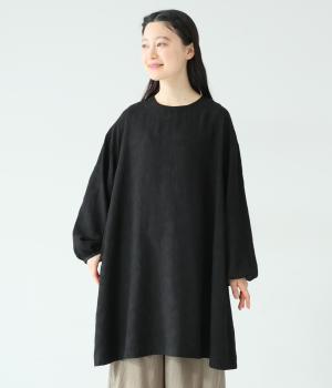 刺繍風ジャカード　チュニック(ブラック-F)