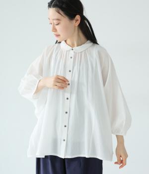 コットンクレープ　ドルマンスリーブブラウス(オフホワイト-F)