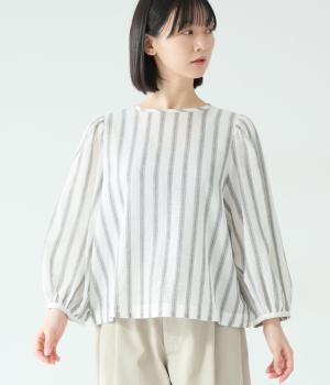 先染めストライプ　ブラウス