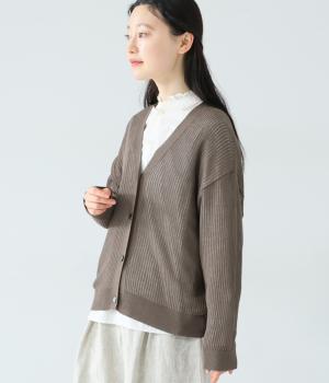 レーヨンリネン　透かし編みカーディガン