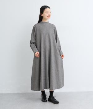 コットンシャンブレー　ミニハイネックワンピース