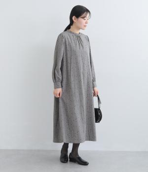 レーヨン混　ドットプリントワンピース