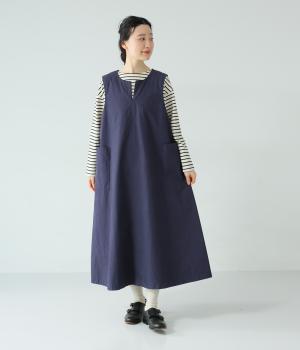 ハイカウントタイプライター　ジャンバースカート(ネイビー-F)