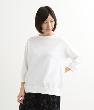 ムラ糸7分袖プルオーバー(ホワイト-L)