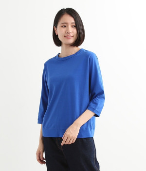 ムラ糸7分袖プルオーバー(ロイヤルブルー-L)