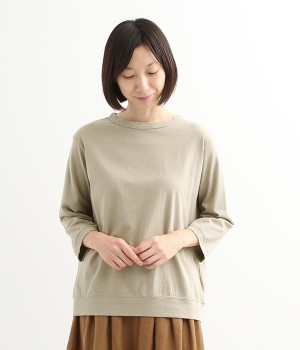 ムラ糸7分袖プルオーバー(グレーベージュ-L)