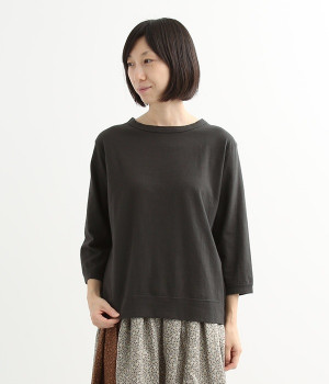 ムラ糸7分袖プルオーバー(スミクロ-M)