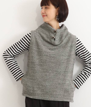 ガーゼ裏毛ベスト(チャコール-ONESIZE)