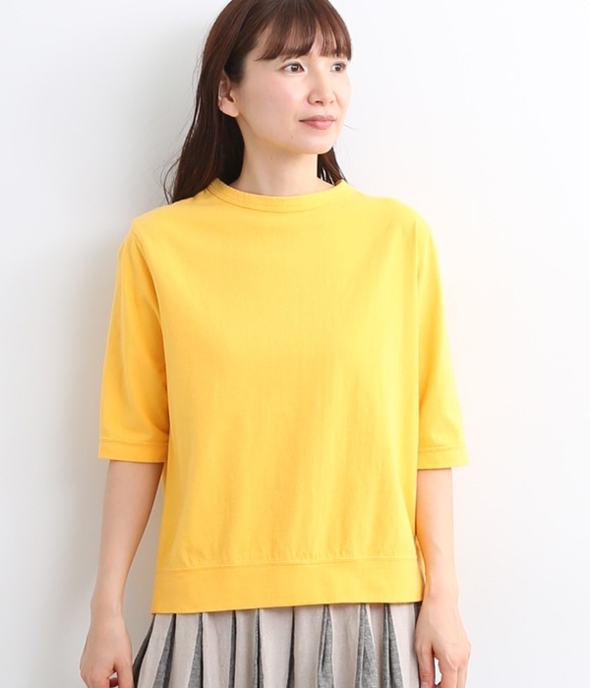 ムラ糸天竺5分袖Tシャツ(ヒマワリ-M)