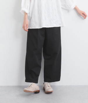 コットン高密度コンパクトチノクロスワイドパンツ