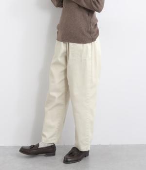 コットンカルゼ裏微起毛テーパードパンツ(オフ-F)