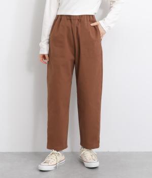 コットンカルゼ裏微起毛テーパードパンツ(ブラウン-F)